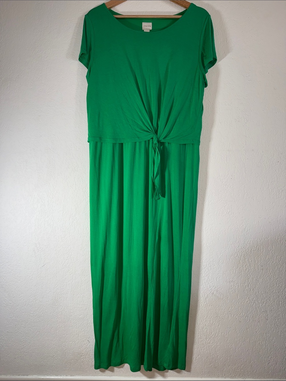 Chico's Kelly Green Tie-Front Maxi Dress Size 2 Large 12 Lightweight